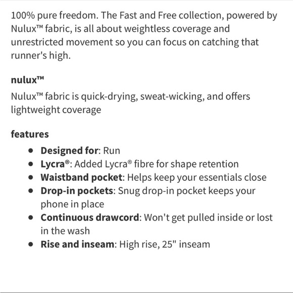 Lululemon Fast and Free HR 25” nulux Tight leggings | Sz 2 - Picture 14 of 15